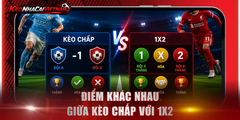 Điểm khác nhau giữa kèo chấp với 1X2