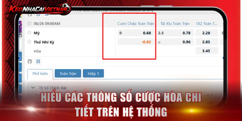 Hiểu các thông số cược hòa chi tiết trên hệ thống