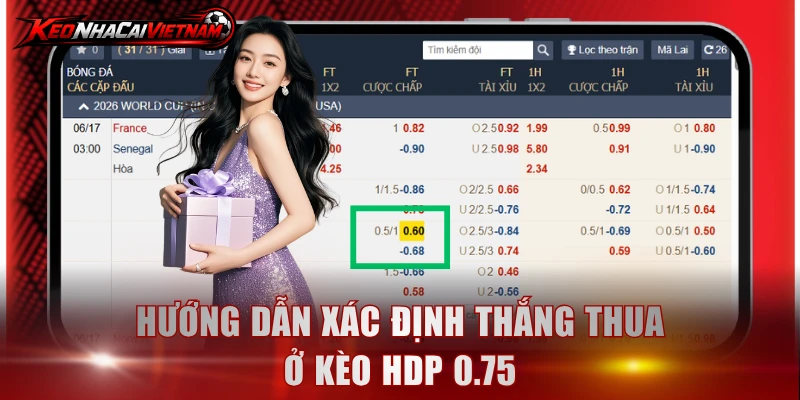 Hướng dẫn xác định thắng thua ở kèo HDP 0.75