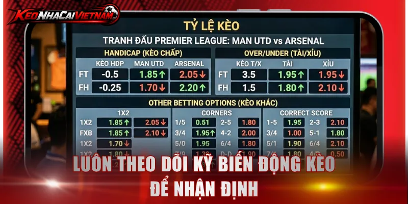 Luôn theo dõi kỹ biến động kèo để nhận định