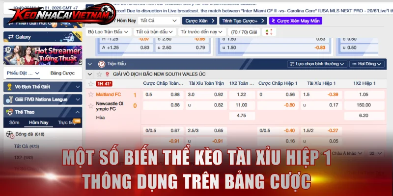 Một số biến thể kèo tài xỉu hiệp 1 thông dụng trên bảng cược