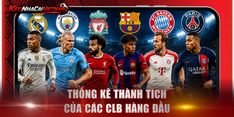 Thống kê thành tích của các CLB hàng đầu