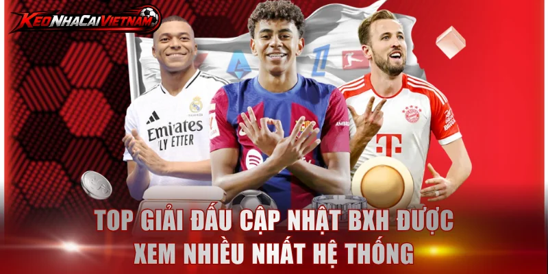 Top giải đấu cập nhật BXH được xem nhiều nhất hệ thống